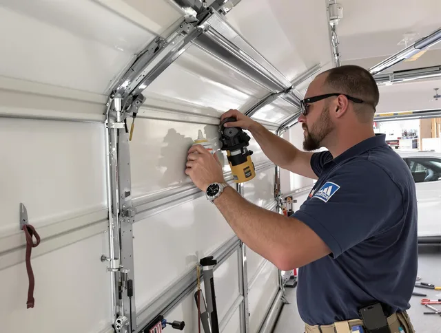 Warrensville Heights Garage Door Repair technician quieting a noisy garage door in Warrensville Heights