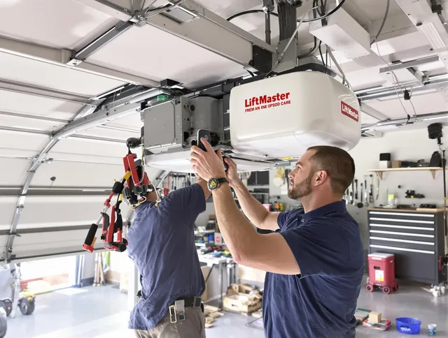 Warrensville Heights Garage Door Repair technician performing advanced diagnostics on garage opener in Warrensville Heights
