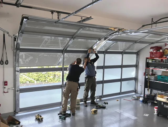 Warrensville Heights Garage Door Repair expert performing precise panel replacement on Warrensville Heights garage door